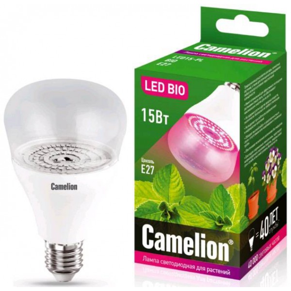Лампа светодиодная “Camelion”, для растений, PL/BIO, E27, 15W.