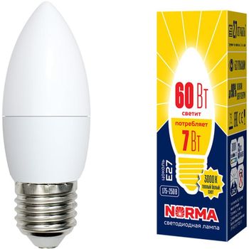 Лампа светодиодная “Norma”, теплый свет, свеча, С37, E27, 7W, 3000К.