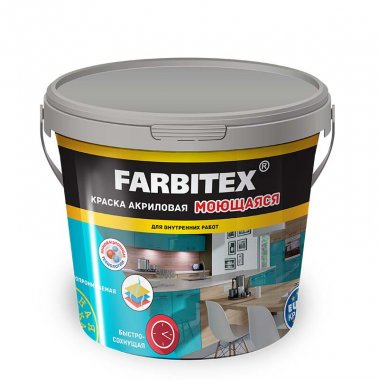Краска акриловая моющаяся “Farbitex”, 1,1 кг.