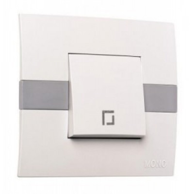 Выключатель одноклавишный, с индикатором “Mono Eco”, белый/серый, 10А.