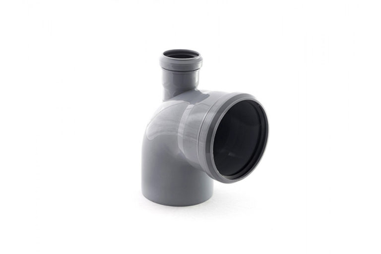 Отвод канализационный серый 110мм угол 90° с выходом 50 мм (верх).