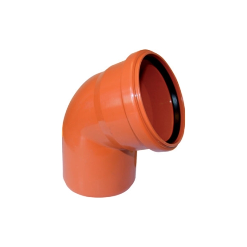 Отвод для наружной канализации НПВХ рыжий 110 мм угол 67°.