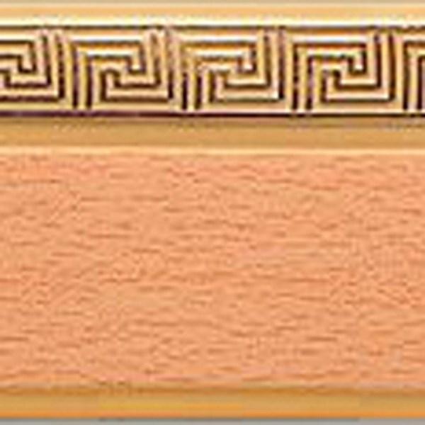 Карниз потолочный двухрядный, прямой, “Меандр”, бук с золотом, длина 2,4 м.