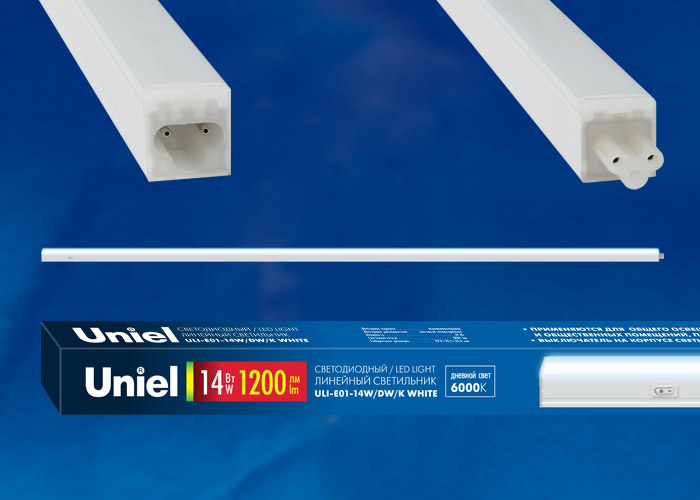 Светильник линейный светодиодный ‘Uniel’  ULI-E01-02-14W/DW/K WHITE.