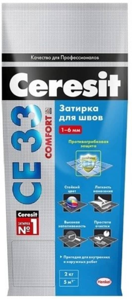 Затирка “Ceresit” СЕ 33, серебристо-серая 04, 2 кг.