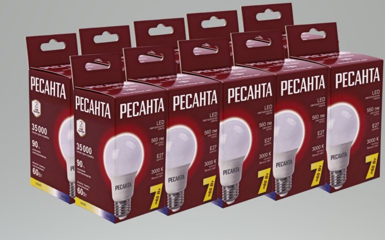 Лампа светодиодная “Ресанта”, шар, А60, E27, 7W, 3000K.