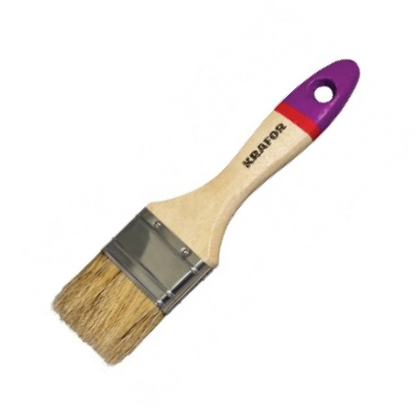 Кисть плоская “Krafor”, натуральная щетина, деревянная ручка 25 мм.