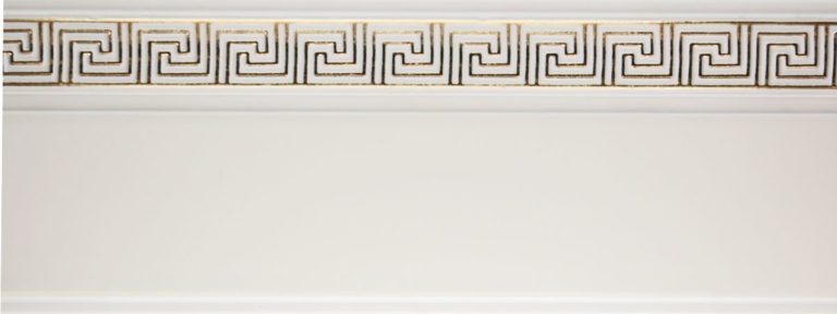 Бленда ПВХ “Меандр”, белый с золотом, ширина 5 см.
