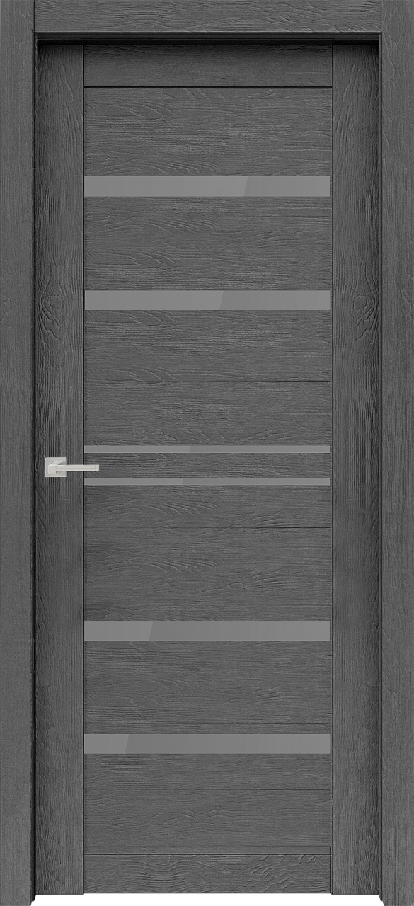 Дверь межкомнатная  “Велюкс-01”, ясень грей, стекло лакобель черное , 2000*700 мм.