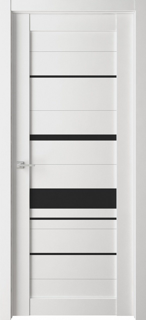 Дверь межкомнатная  “Велюкс-04”, айс светлый, стекло лакобель черное, 2000*700 мм.