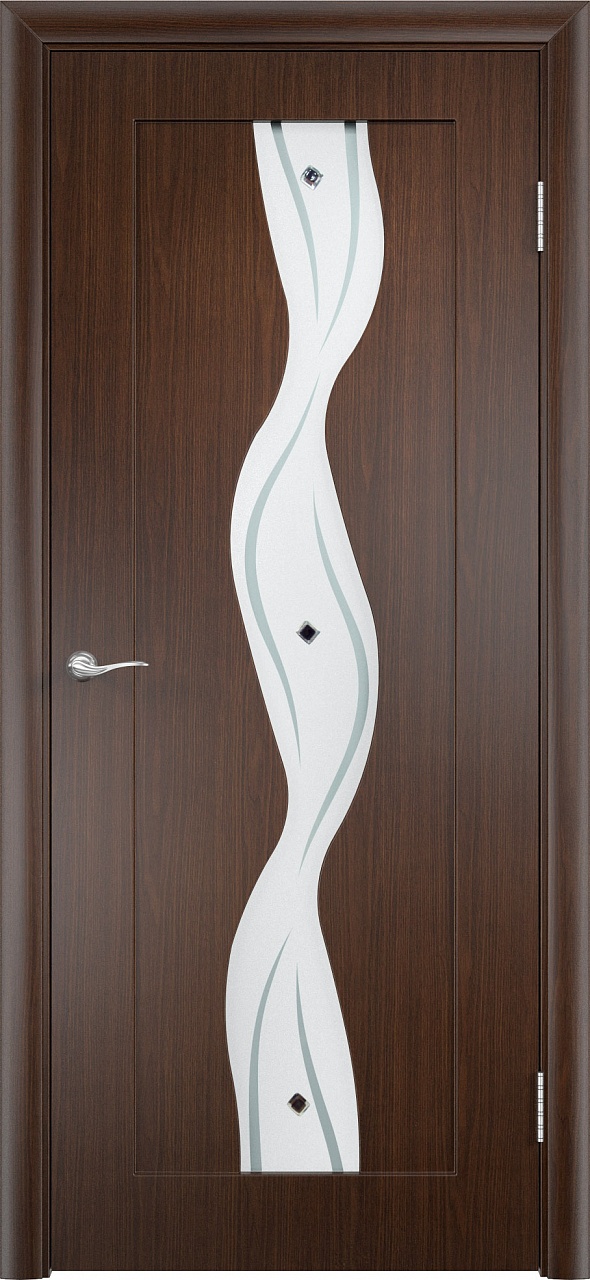 Дверь межкомнатная  “Вираж”, остекленная, с фьюзингом, венге, 2000*600 мм.