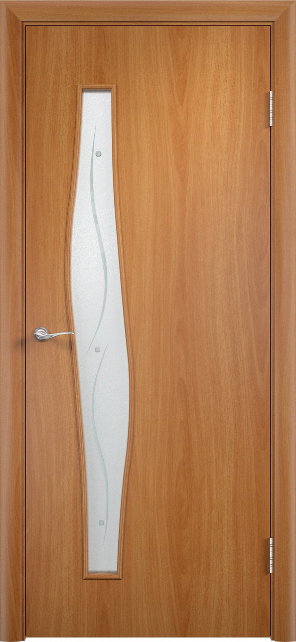 Дверь межкомнатная  “Тип С-10”, остекленная, с фьюзингом, миланский орех, 2000*600 мм.