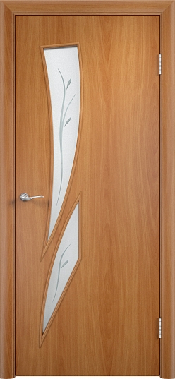 Дверь межкомнатная  “Тип С-2”, остекленная, с фьюзингом, миланский орех, 2000*600 мм.