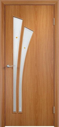 Дверь межкомнатная  “Тип С-7”, остекленное, с фьюзингом, миланский орех, 2000*800 мм.