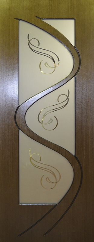 Дверь межкомнатная “Волна”, МДФ, шпон орех, остекленная, 2000*600 мм.
