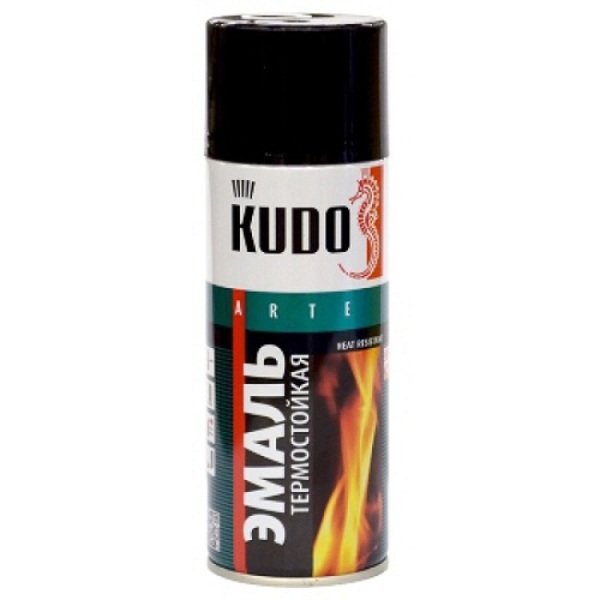 Краска аэрозоль “Kudo”, термостойкая, черная, 520 мл.
