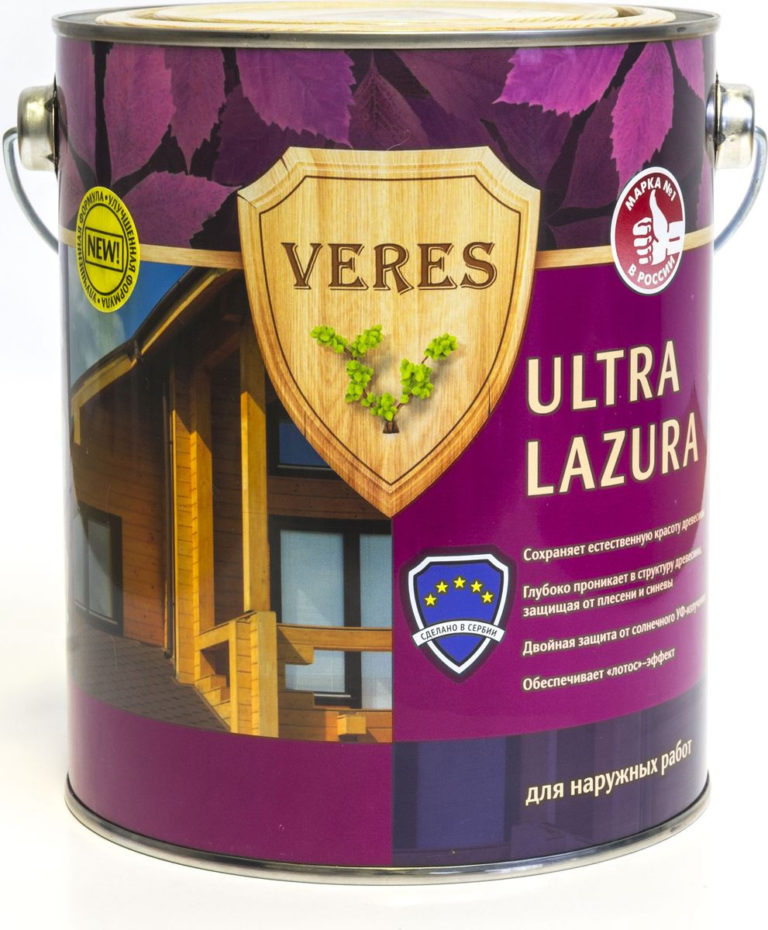 Пропитка лессирующая для древесины “Верес Ultra Lazura”, 2,7 л, Бесцветная.