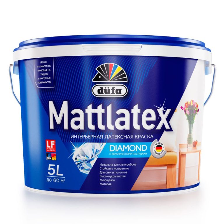 Краска для стен и потолков латексная “Dufa Mattlatex”, матовая белая 5 л.