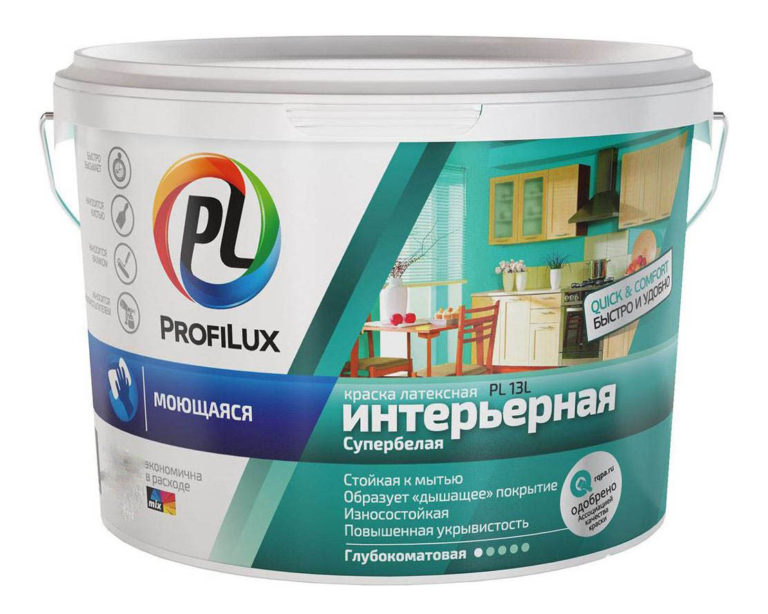 Краска для стен и потолков латексная “Profilux”, глубокоматовая супербелая 3 кг.