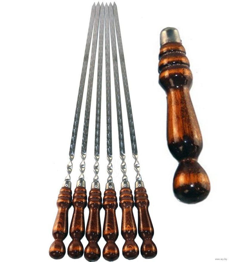 Шампур усиленный с деревянянной ручкой.