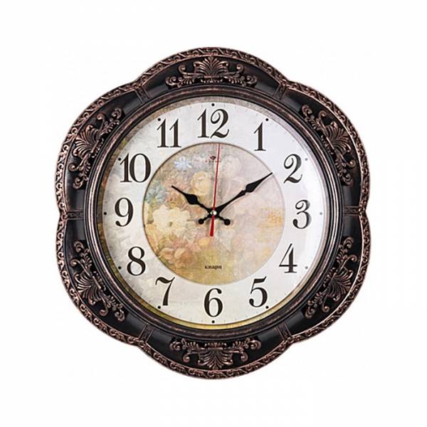 Часы настенные “Богема”, d 35,5 см, корпус черный с бронзой.