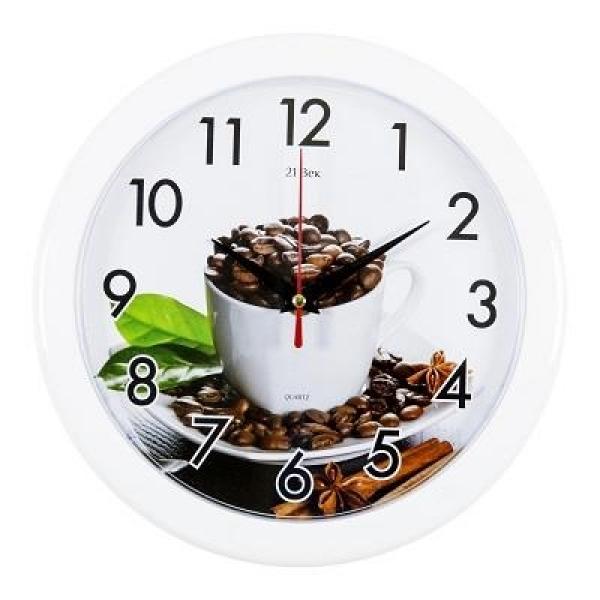 Часы настенные “Чашечка кофе с корицей”, d 23 см, корпус белый.