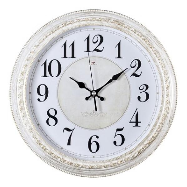 Часы настенные “Классика”, d 28,5 см, корпус белый с золотом.