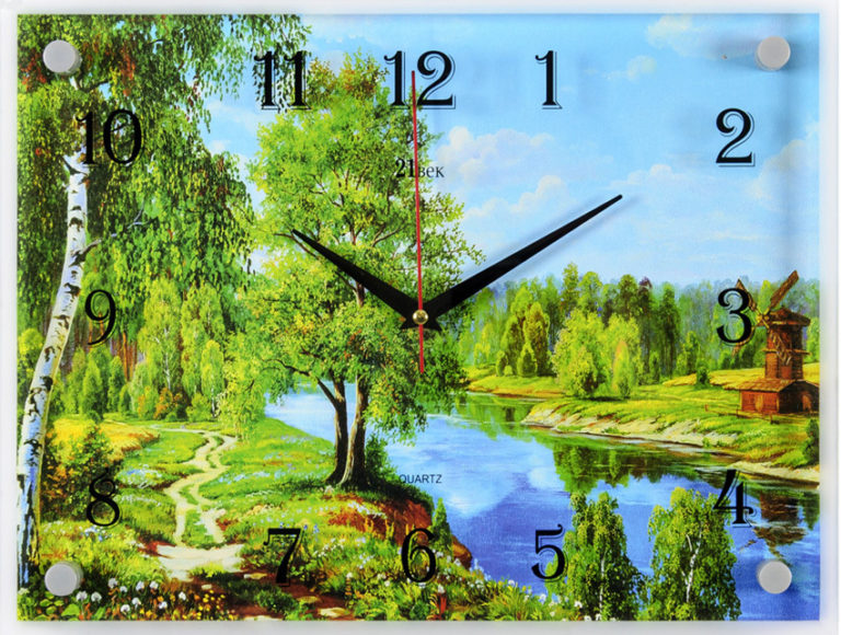 Часы настенные “Мельница у речки”, 40*30 см.