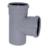 Тройник для внутренней канализации, серый, ПВХ, угол 90°, 50 мм/50 мм.