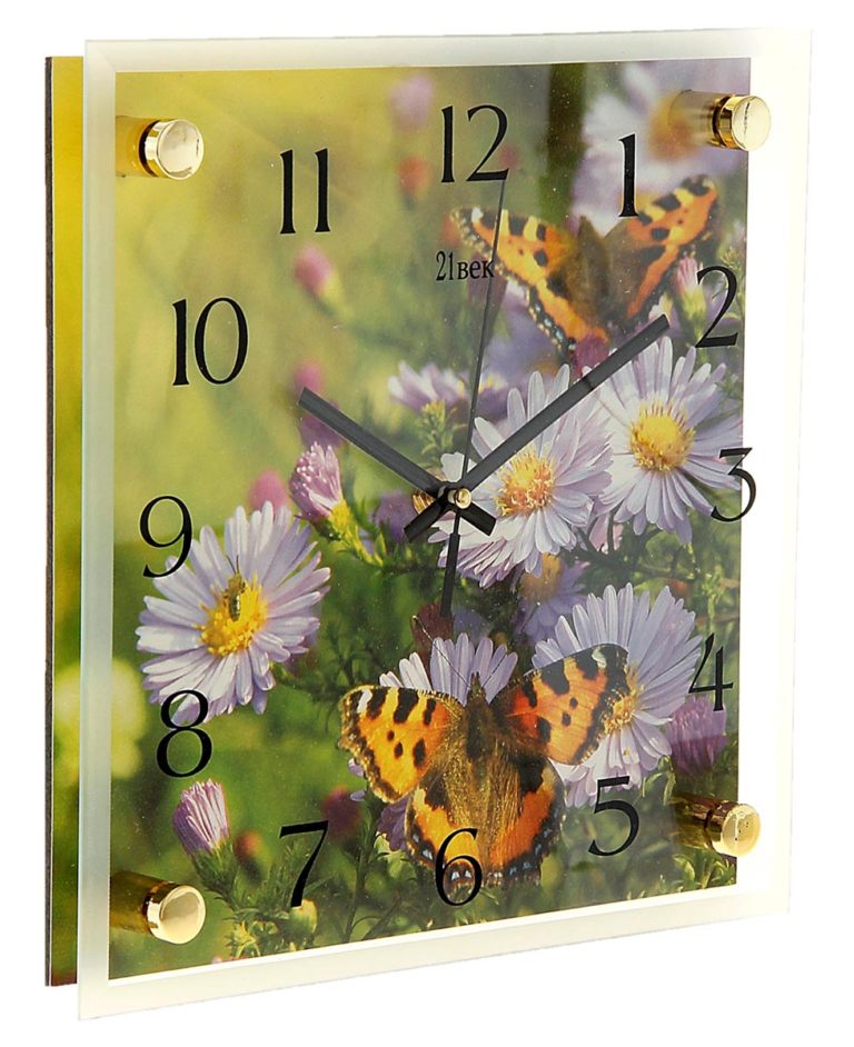 Часы настенные “Бабочки на хризантеме”, 35*35 см.