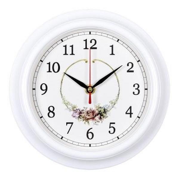 Часы настенные “Венок из роз”, d 21 см, корпус белый.
