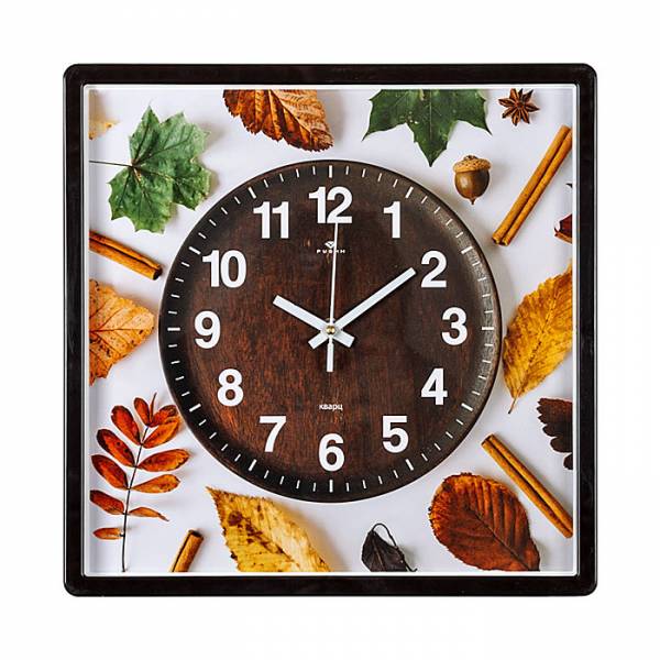Часы настенные “Осенние”, 30*30 см, корпус коричневый.