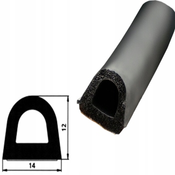 Уплотнитель D- профиль 12*14 мм, черный, цена за 1 пог. м.
