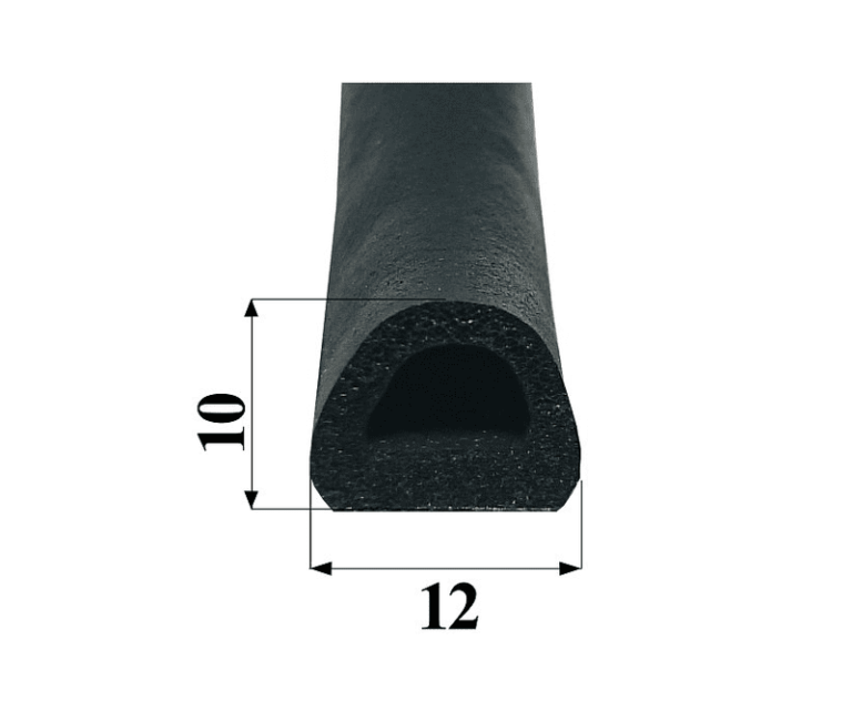 Уплотнитель D-профиль 10*12 мм, черный, цена за 1 пог. м.