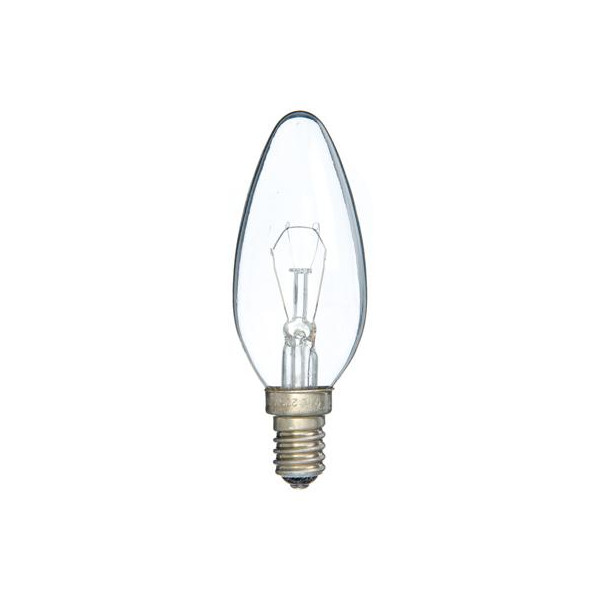 Лампа накаливания “КЭЛЗ”, прозрачная, свеча, В36, Е14, 40W, 230V.
