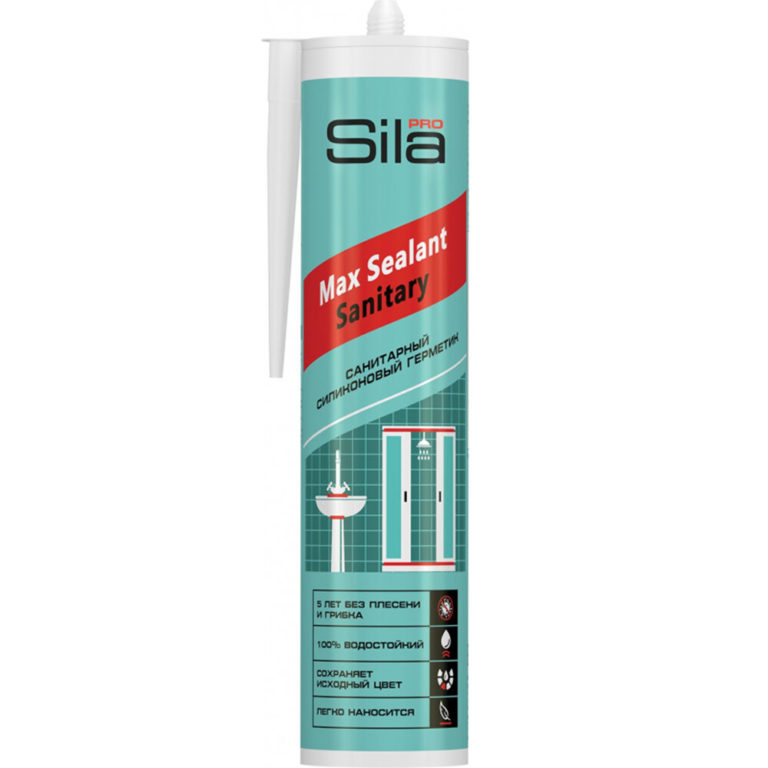 Герметик “Sila Pro Max Sealant”, силиконовый санитарный, белый, 280 мл.