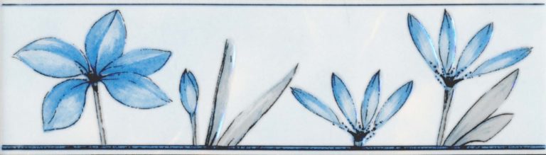 Бордюр керамический “Цветы” голубой, 20*5,7 см.