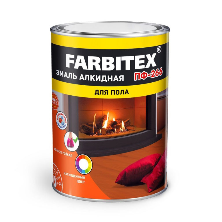 Эмаль для пола ПФ-266 “Farbitex”, алкидная, красно-коричневая, 2,7 кг.