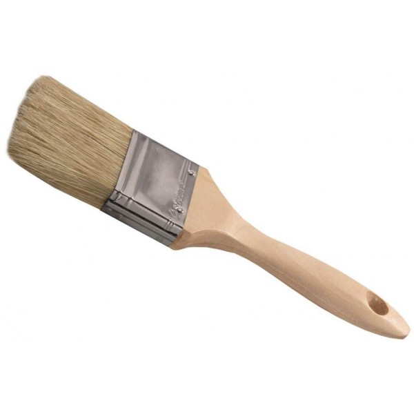 Кисть плоская “Бейсик”, натуральная щетина, деревянная ручка 63 мм.