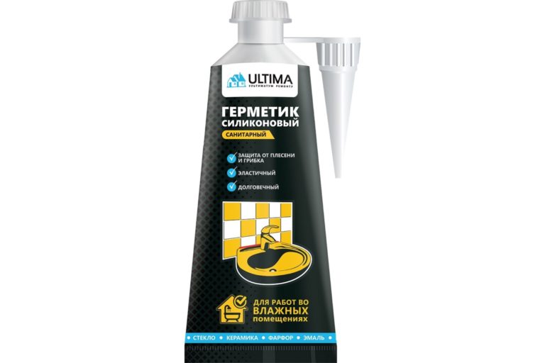 Герметик “Ultima”, силиконовый, санитарный, прозрачный, 80 мл.