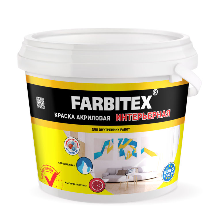 Краска акриловая интерьерная “Farbitex”, 25 кг.